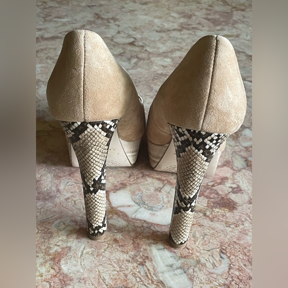 JESSICA SIMPSON NELLAH Platform Almond Suede Snakeskin Stiletto Women’s Size 8M - Picture 5 of 9